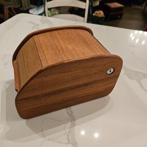 Wooden Roll-Top Recipe Holder Box